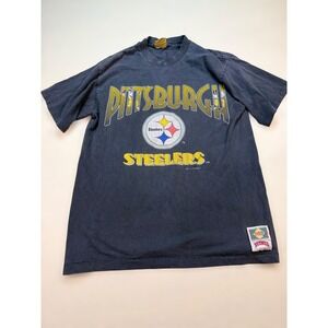 Vintage 1993 Pittsburgh Steelers Nutmeg Mills Shirt Mens Medium Black NFL Tee